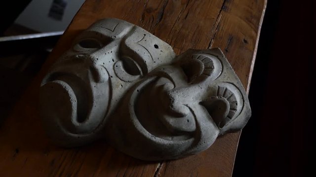 The Comedy and Tragedy Masks with a small camera movement