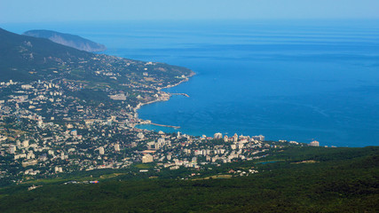 city by the sea, top view