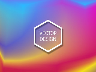 Vector vibrant holographic background with frame.
