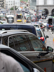 Linz, Verkehrsstau am Hauptplatz