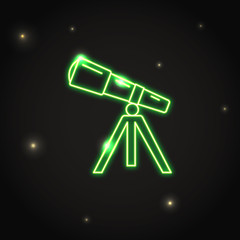 Neon telescope icon in thin line style