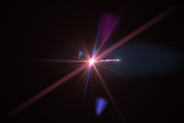 Abstract lens flare light over black background