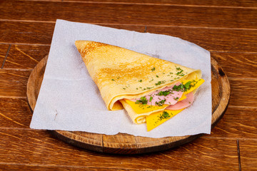 Pancake with ham
