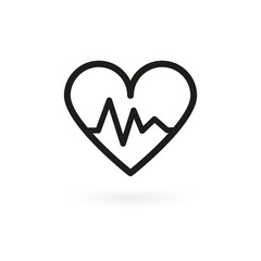 Heartbeat icon. Electrocardiogram, heart rhythm concept. Vector illustration, flat design