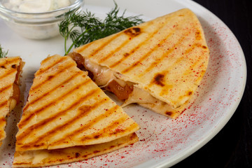 Tasty chicken quesadilla