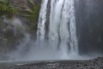 Lower part of Skogafoss waterfall in Iceland