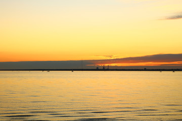 beautiful sunset on the coast sea