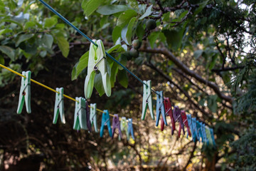 clothespin on ropes