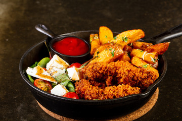 Fried chicken with potato