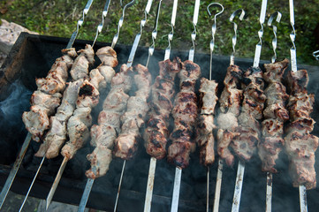 Fleischspiesse auf dem Grill