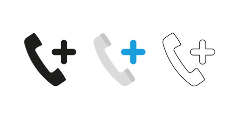 Fototapeta premium Retro telephone receiver. Three different styles: black, color and outline. Handset symbol. Positive sign. Vector illustration, flat design