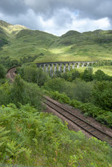 Late summer view of Glenfinnan Viaduct near Fort William, Scotland