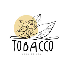 Tobacco logo, design element can be used for smoke shop, gentlemens club and tobacco products hand drawn vector Illustration on a white background