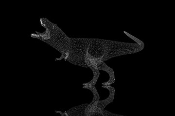Wireframe T Rex Dinosaur 3D Render