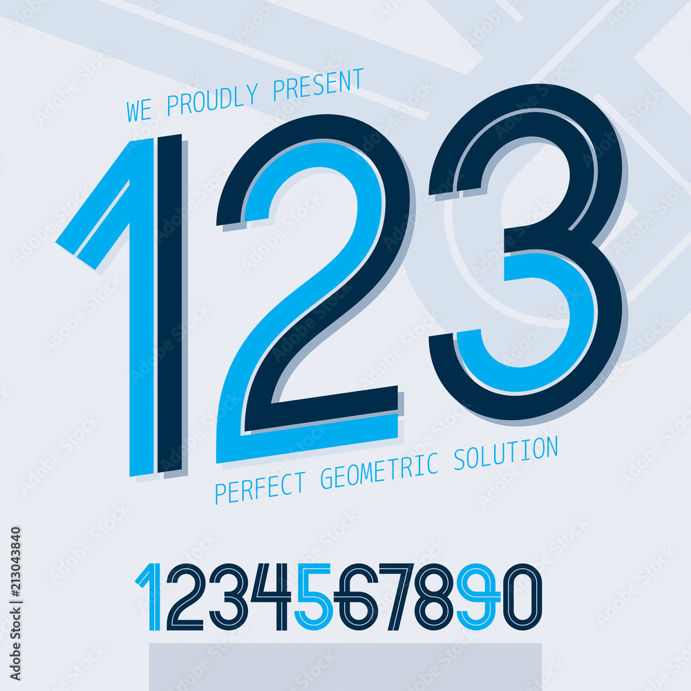 Poster modern vector rounded digits, trendy numerals made with white lines, can be used as business logo de