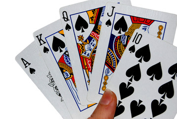 royal flush playing cards poker game isolated