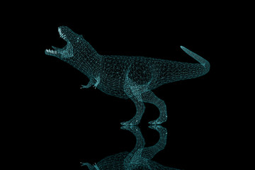 Obraz na płótnie Canvas Wireframe T Rex Dinosaur 3D Render