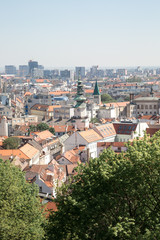 Fototapeta na wymiar Saint Martin's cathedral and panorama of Bratislava, photo taken on bright summer sunny day