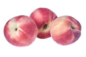 Ripe tasty peach fruit isolated on white background