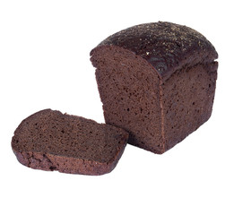 Black rye bread isolated on a white background