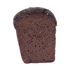 Slice of black rye bread isolated on a white background