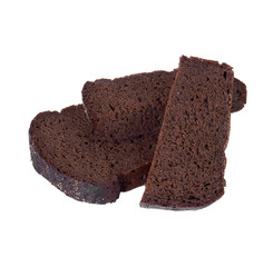 Slice of black rye bread isolated on a white background