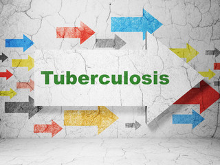 Healthcare concept:  arrow with Tuberculosis on grunge textured concrete wall background, 3D rendering