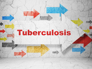 Health concept:  arrow with Tuberculosis on grunge textured concrete wall background, 3D rendering