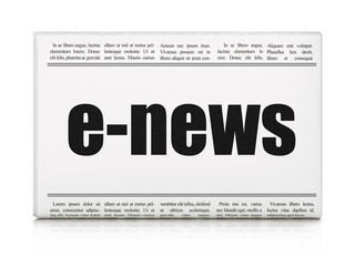 News concept: newspaper headline E-news on White background, 3D rendering