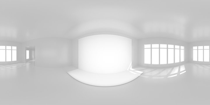 HDRi map white room with light source for 3D rendering or VR
