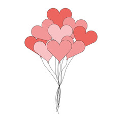Fototapeta na wymiar balloons helium with shape heart icon