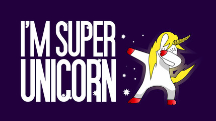 dabbing unicorn with stars, cute magical unicorn, sweet kids graphics for t-shirts. vector design