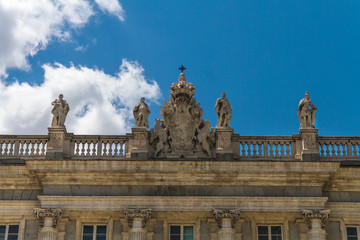 Fototapeta na wymiar Top Coat of Arms Decoration Royal Palce, Madrid Spain