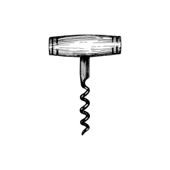 Fotobehang Corkscrew, vector drawn illustration.Kitchen utensil element for logo, label etc. © vladayoung