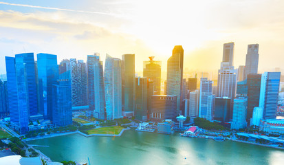 Obraz premium Panorama biznesowego centrum Singapuru