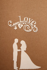 Greeting card for the bride and groom silhouettes