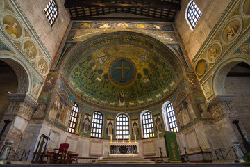 Fototapeta na wymiar Apse of the Basilica of Sant'Apollinare in Classe decorated with mosaics, Ravenna, Emilia-Romagna, Italy