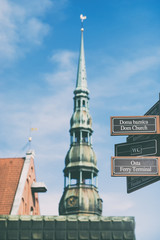 Obraz premium Steeple of St. Peter's Cathedral in Riga