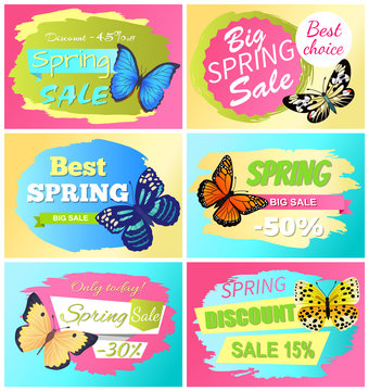 Best Choice Big Spring Sale Labels Set Butterflies