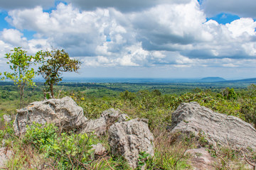 Fototapeta na wymiar The rock and sky on the mountains at Pa Hin Ngam National Park in Chaiyaphum , Thailand.