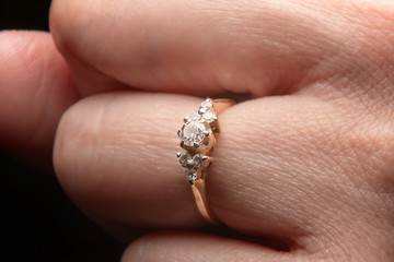 Diamond Ring Worn at Fingers