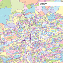 Colorful map of Innsbruck, Austria