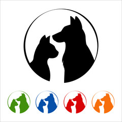 Cat and dog logo on white background