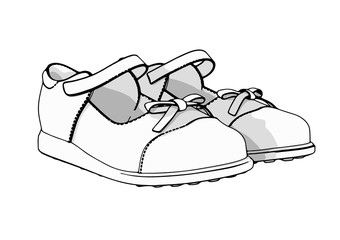 sketch of children's shoes vector