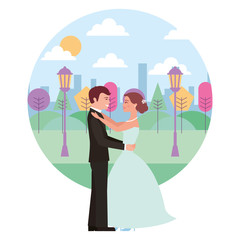 married couple dancing in landscape avatar character