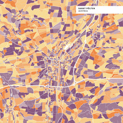 Colorful map of Sankt Pölten, Austria