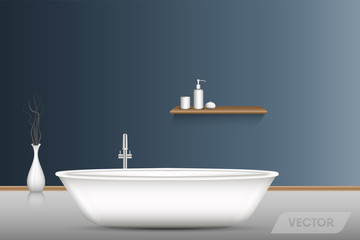 Shower bathtub interior design and decorative art, Vector, Illustration