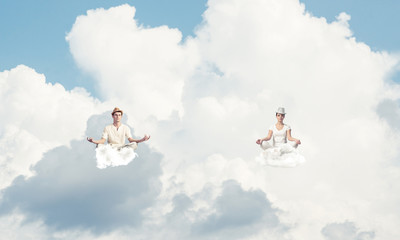 Young couple keeping mind conscious.