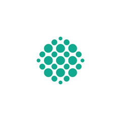 Isolated, geek circles composition. Round, rhombic vector shape. Minimalistic, flat, round stylized logotype. Turquoise color logo template. Circle, drop, virus, bubbles, blot, bacteria element logo. 