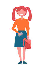 Redhead Schoolgirl with Two Ponytails Full Length